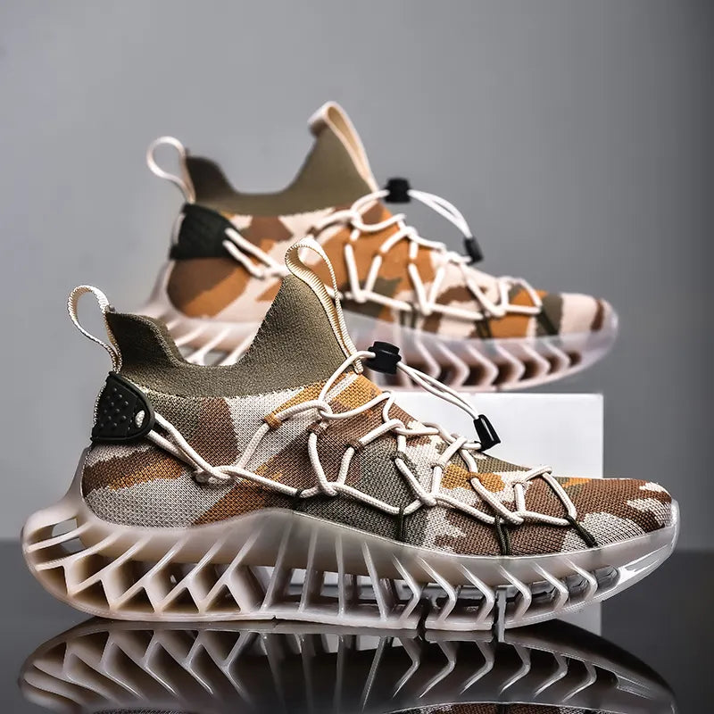 CUBICS Luxury Vortex Pivoted Dynamics Sneakers - Beige