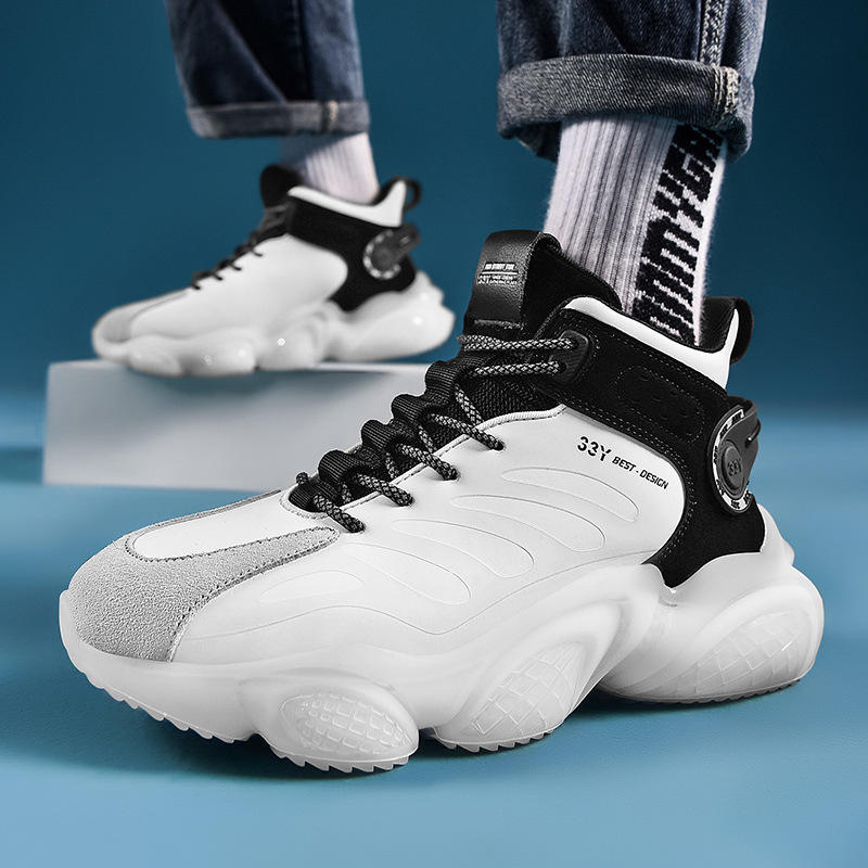 CUBICS Luxury Falcon Chunky High Top White Sneakers