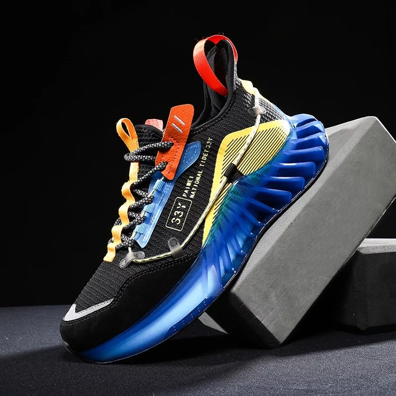 CUBICS Luxury Vortex Pivoted Dynamics Sneakers - Black Blue