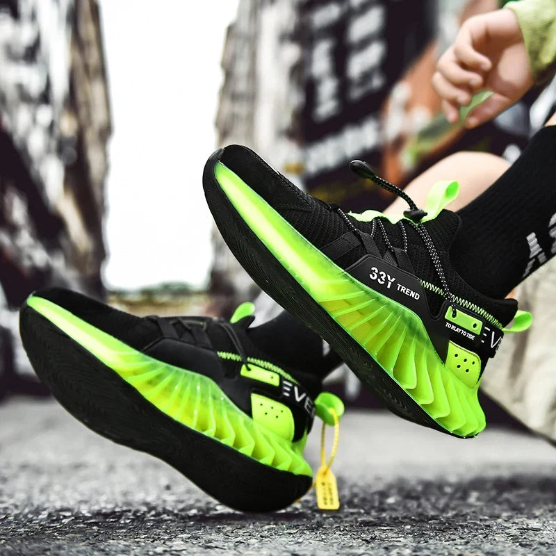 CUBICS Luxury Vortex Pivoted Dynamics Sneakers - Black Neon